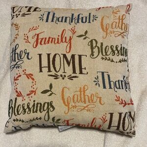 Festive Home Holiday Pillow with Multicolor Script